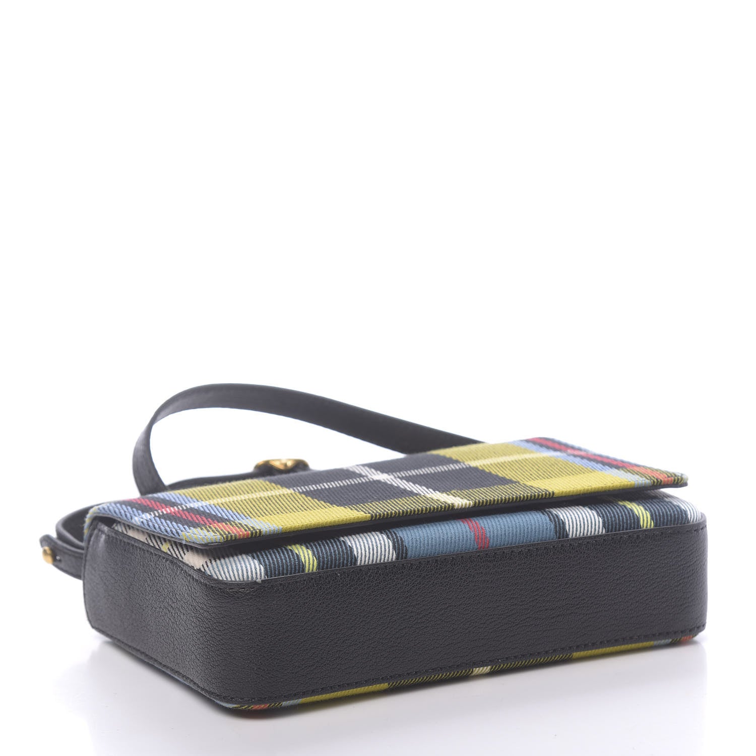 Burberry Canvas Tartan Mix Hampshire Wallet on Chain Yellow Multicolor 4 of 9
