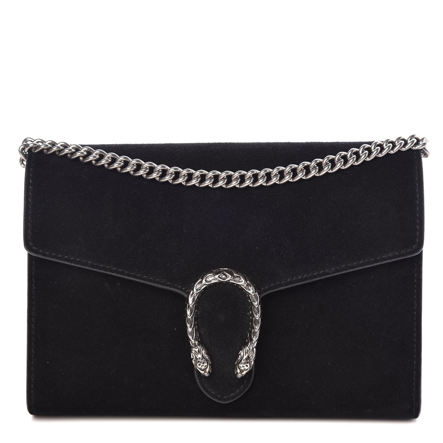 Gucci Suede Mini Dionysus Chain Wallet Black 1 of 9