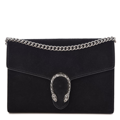Gucci Suede Mini Dionysus Chain Wallet Black 1 of 9