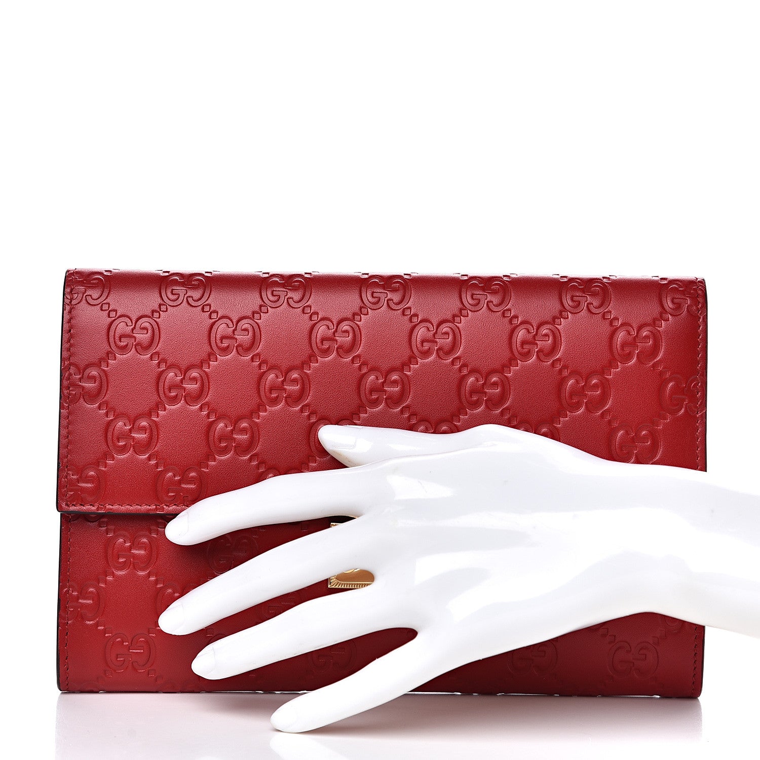 Gucci Guccissima Padlock Clutch Hibiscus Red 2 of 9