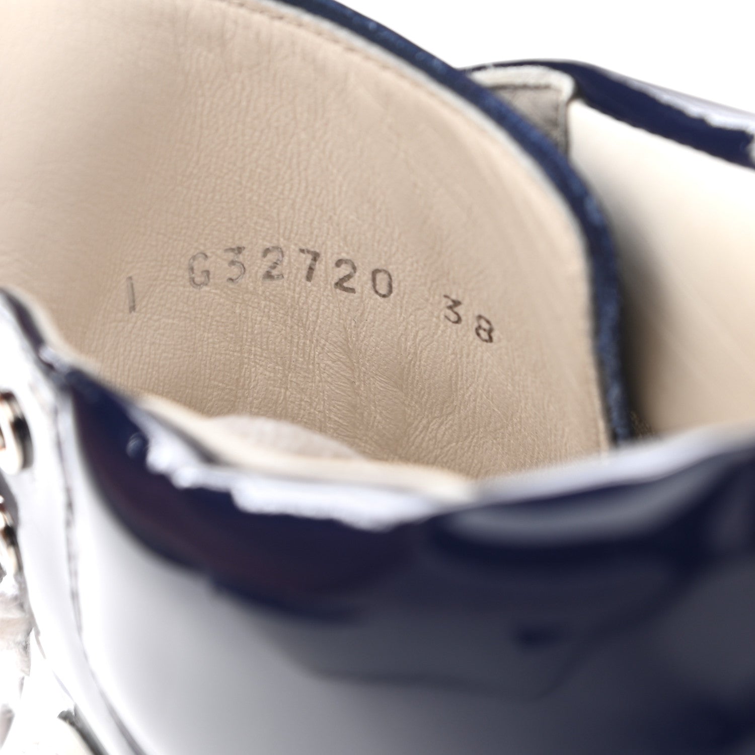 Chanel Patent Calfskin High Top CC Sneakers 38 Navy White 9 of 9
