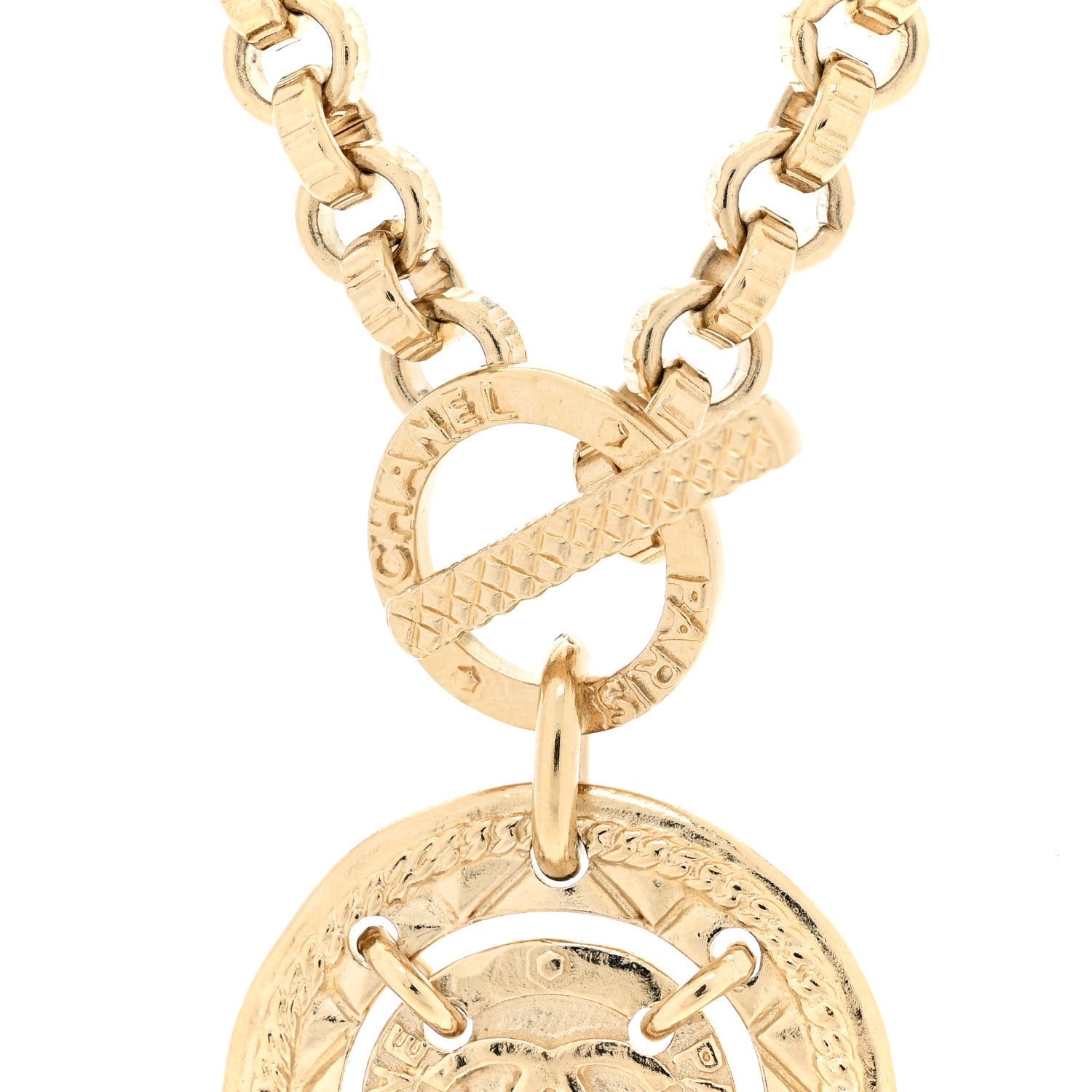 Chanel Metal CC Medallion Chain Necklace Gold 4 of 4