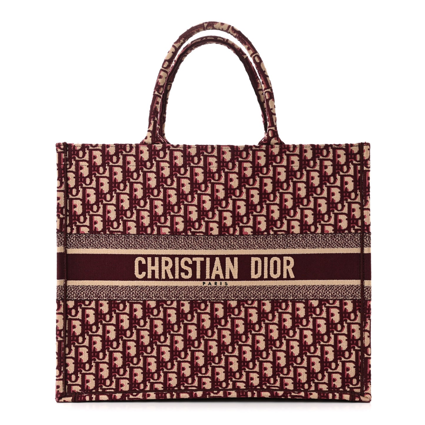 Oblique Large Book Tote Burgundy Multicolor