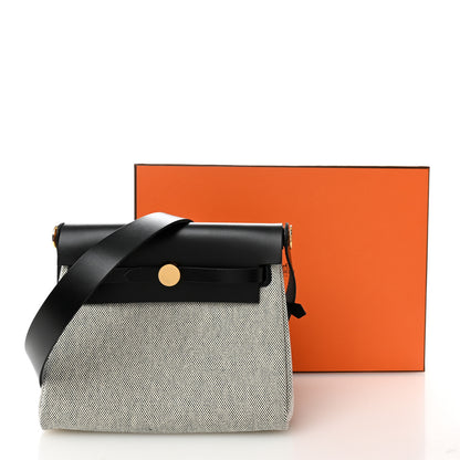 Hermes Military Toile Vache Hunter Herbag Zip Retourne 20 Ecru Black 11 of 11