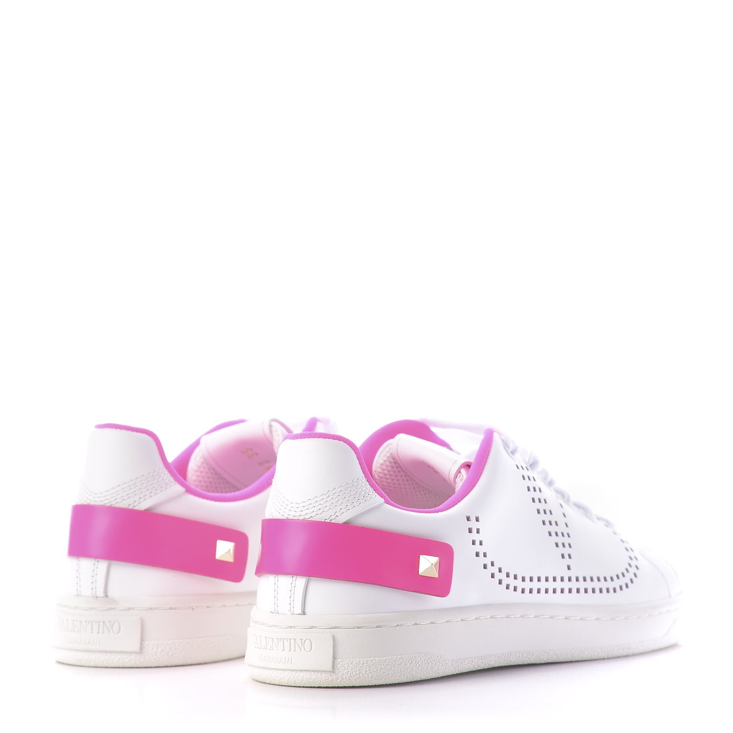 Valentino Garavani Calfskin Womens Backnet Sneakers 35 White Fuchsia 4 of 10