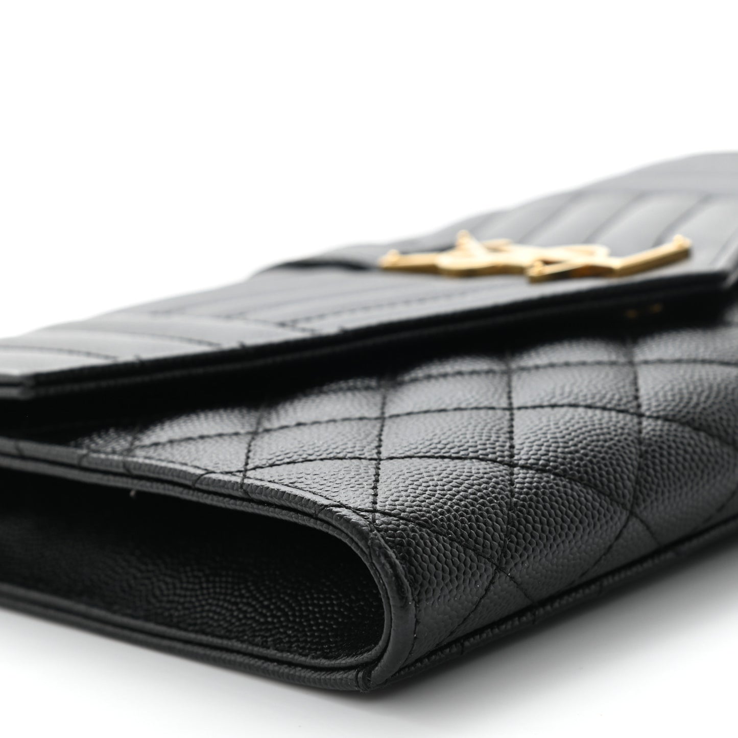Grain De Poudre Textured Mixed Matelasse Triquilt Monogram Clutch Black