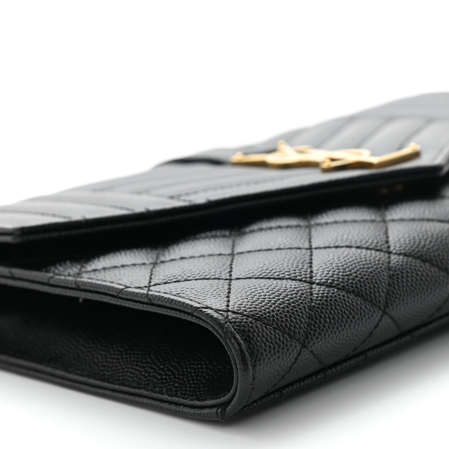 Saint Laurent Grain De Poudre Textured Mixed Matelasse Triquilt Monogram Clutch Black 7 of 11
