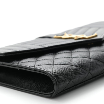 Saint Laurent Grain De Poudre Textured Mixed Matelasse Triquilt Monogram Clutch Black 7 of 11