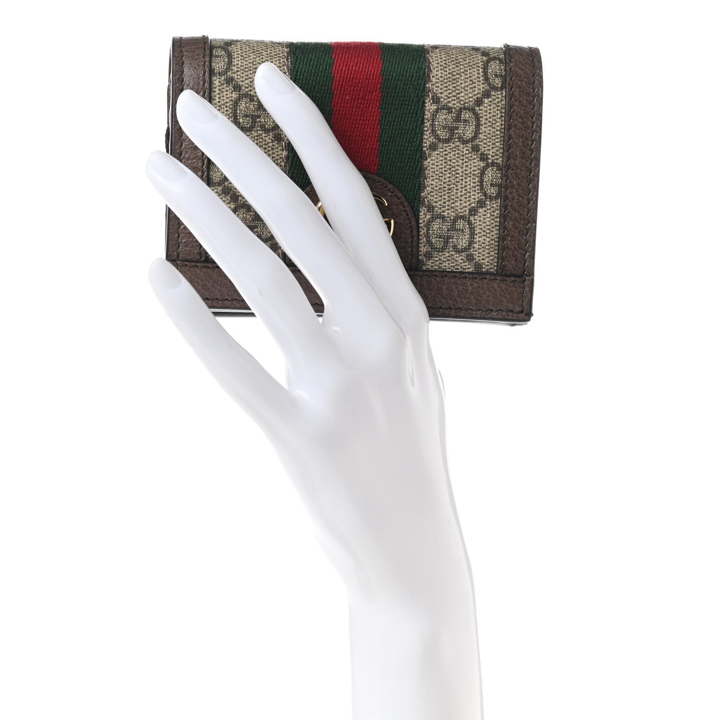 GG Supreme Monogram Web Ophidia Card Case Beige New Acero