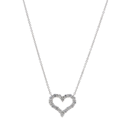 Tiffany Platinum Diamond Small Heart Pendant Necklace 1 of 6
