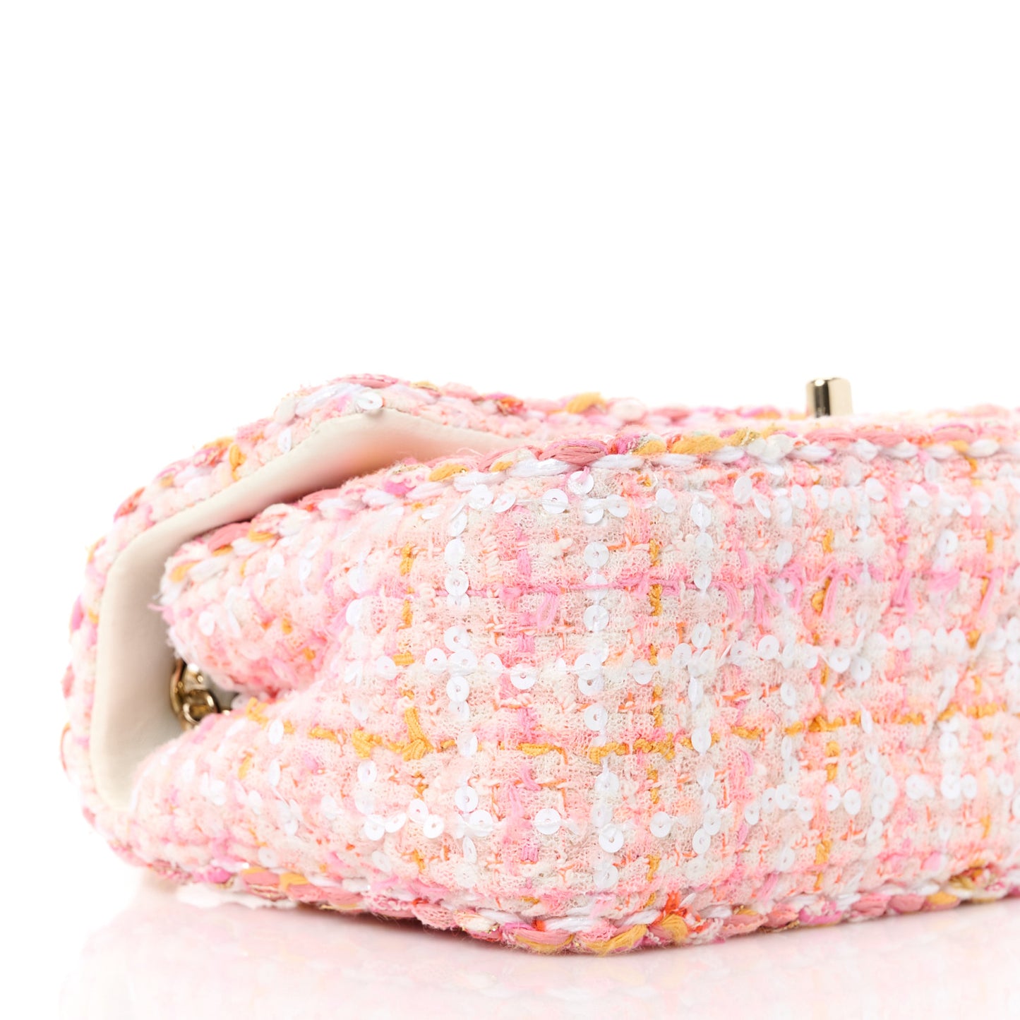 Tweed Braided Mini Rectangular Flap Pink Orange