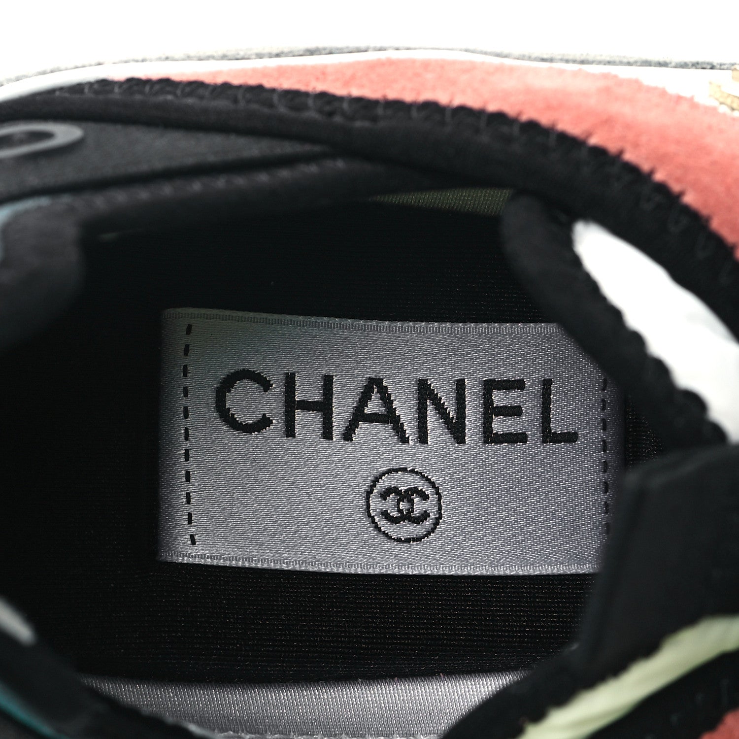 Chanel Fabric Suede CC Sneakers 37.5 White Light Grey Pink 7 of 9