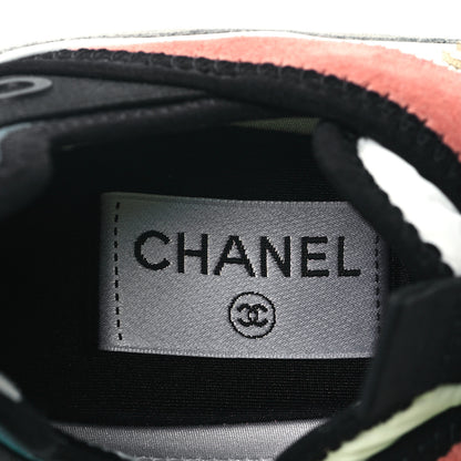 Chanel Fabric Suede CC Sneakers 37.5 White Light Grey Pink 7 of 9