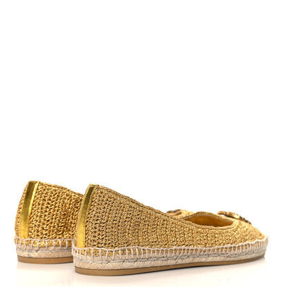 Gucci Cotton Malaga Kid Crochet Pearly GG Lilibeth Espadrille 38 Gold 5 of 9