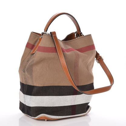 Burberry Canvas Mega Check Medium Susanna Hobo Saddle Brown 3 of 8