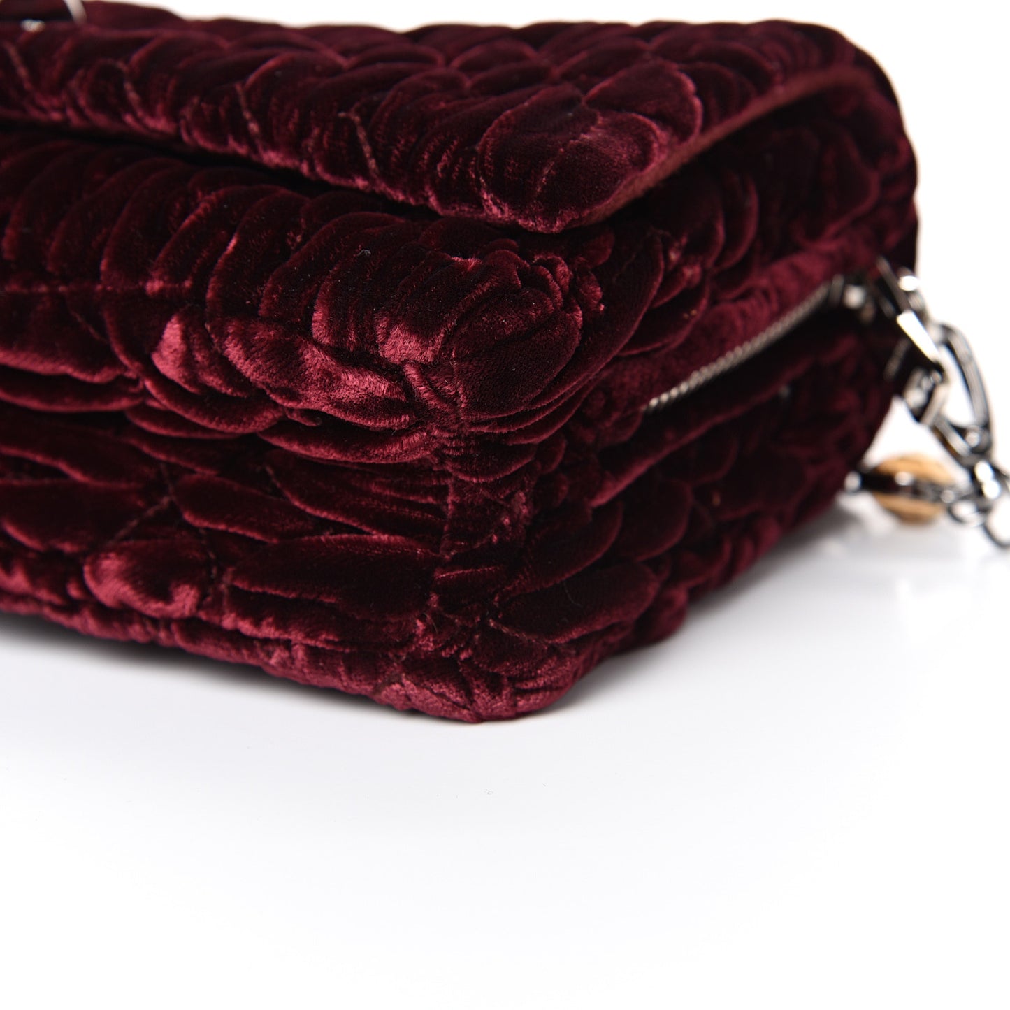 Velluto Matelasse Crystal Flap Clutch Bordeaux