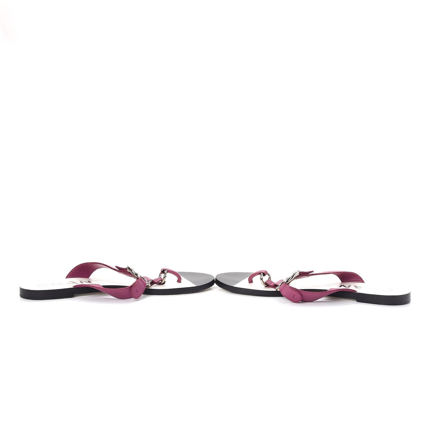 Lambskin CC Logo Thong Sandals 38 Purple