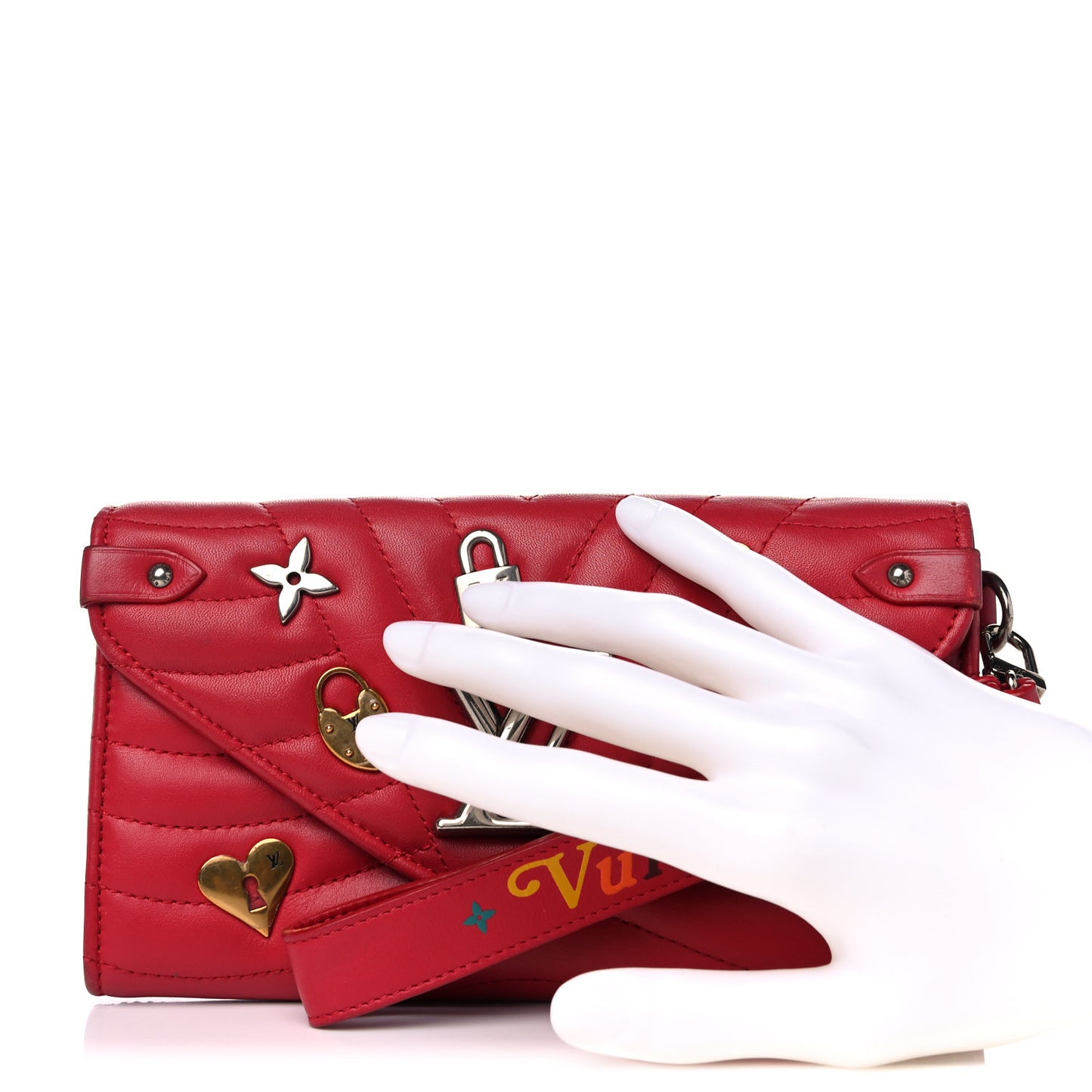 Calfskin Love Lock New Wave Long Wallet Red