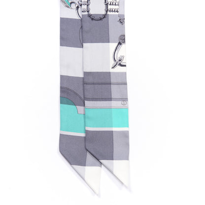 Hermes Silk Mors Et Gourmettes Vichy Twilly Anthracite Menthol White 2 of 4