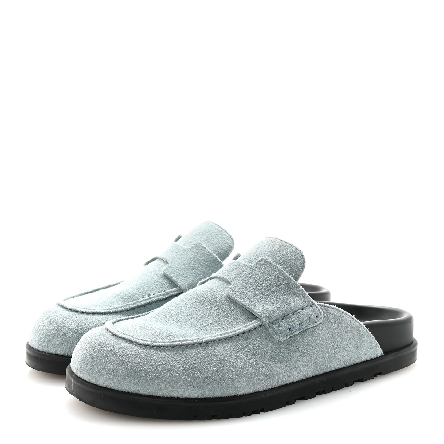 Suede Calfskin Womens Go Mules 36 Bleu Pinede