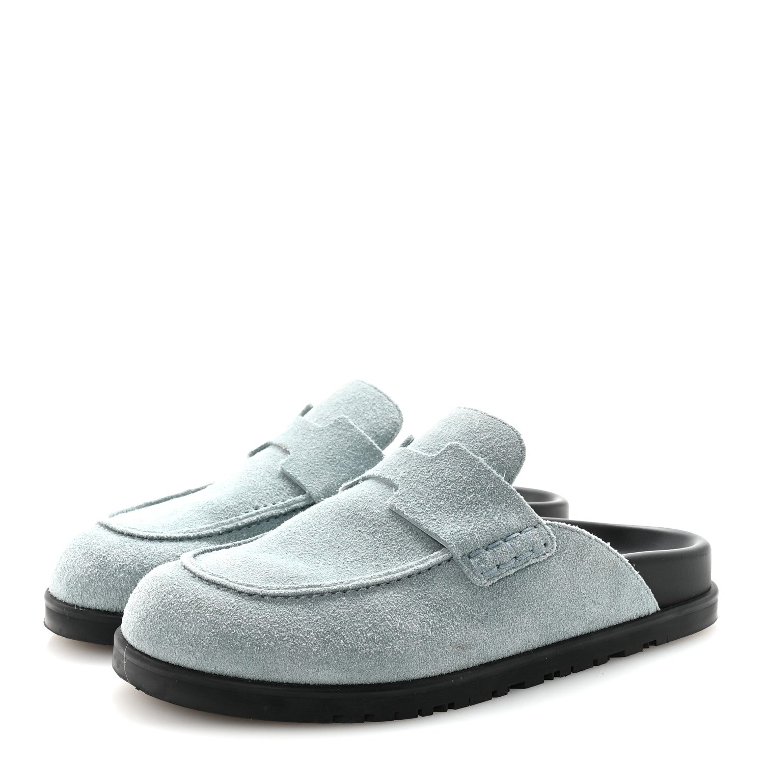 Hermes Suede Calfskin Womens Go Mules 36 Bleu Pinede 4 of 10