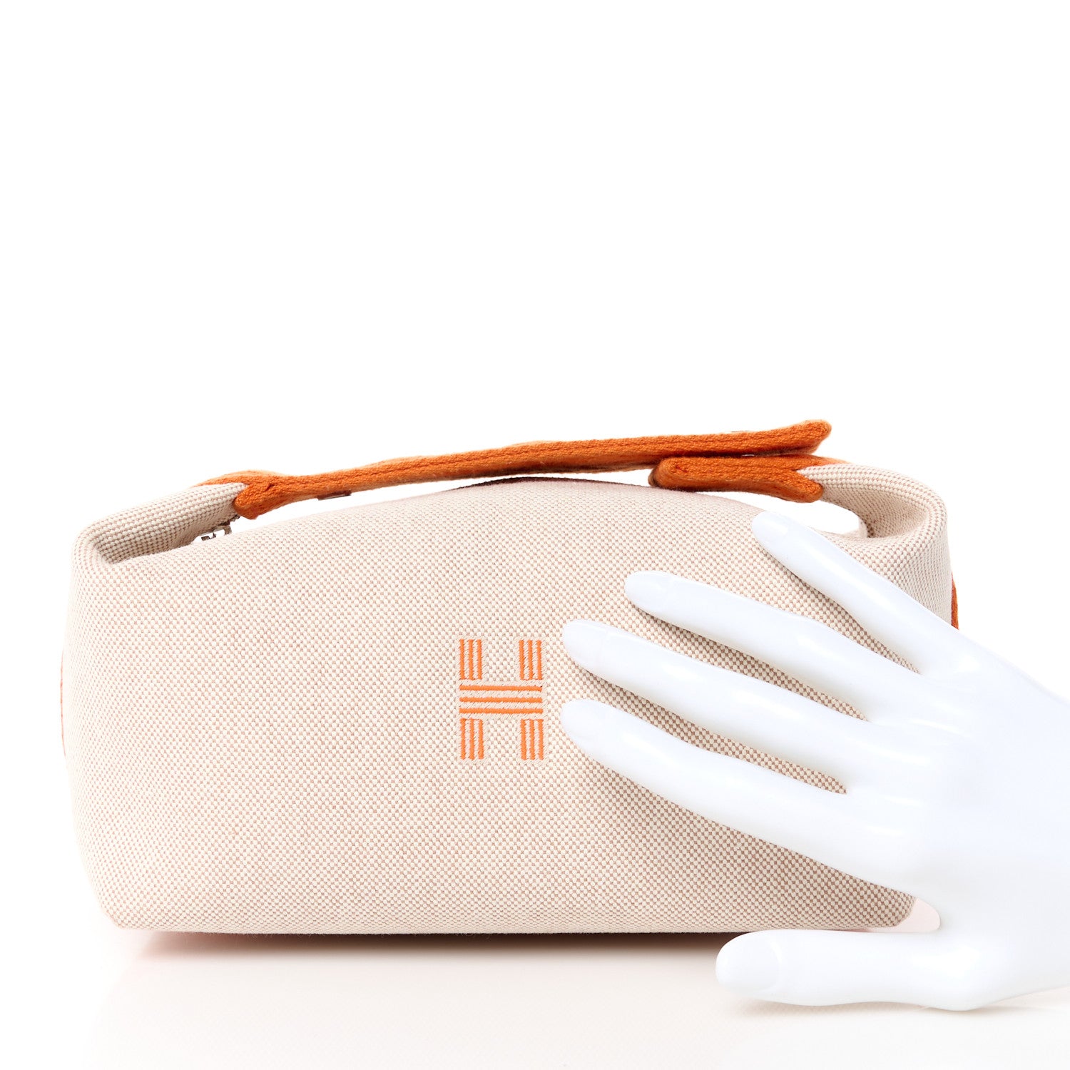 Hermes Canvas Small Bride-A-Brac Pouch Natural Orange 2 of 10