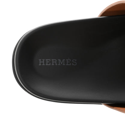 Hermes Calfskin Embroidered Womens Chypre Sandals 38 Natural 7 of 16