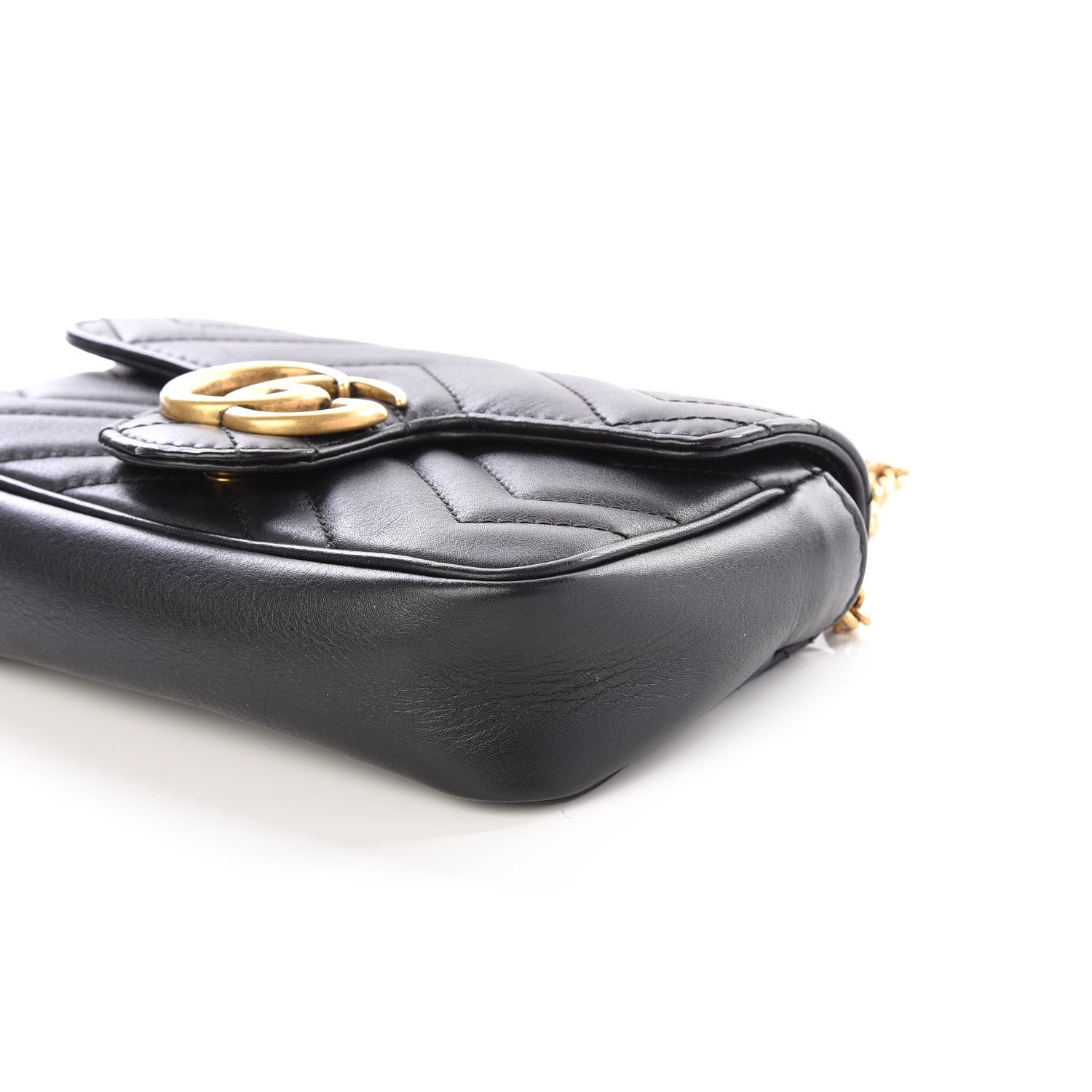 Gucci Calfskin Matelasse Super Mini GG Marmont Shoulder Bag Black 6 of 9