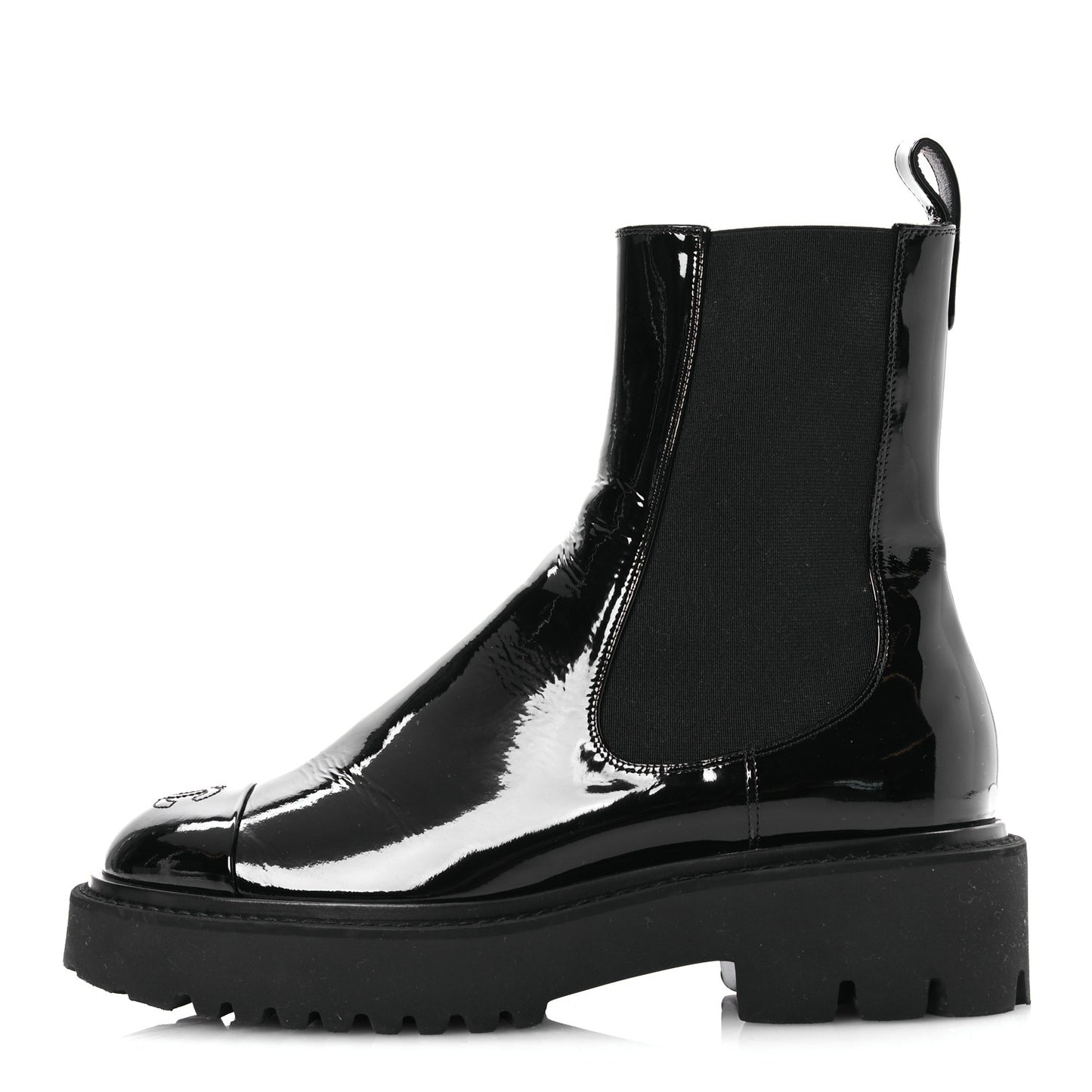 Patent Cap Toe Short Boots 38.5 Black