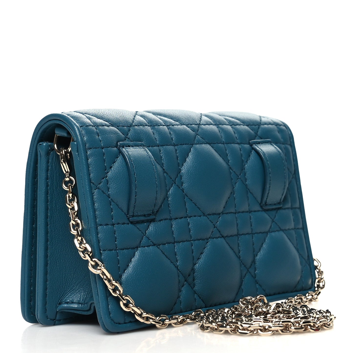 Lambskin Cannage Nano Lady Dior Pouch Deep Ocean