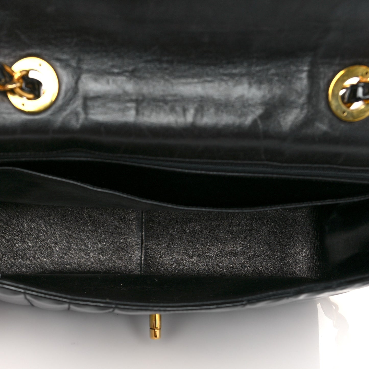 Patent Vertical Quilted Jumbo Single Flap Black