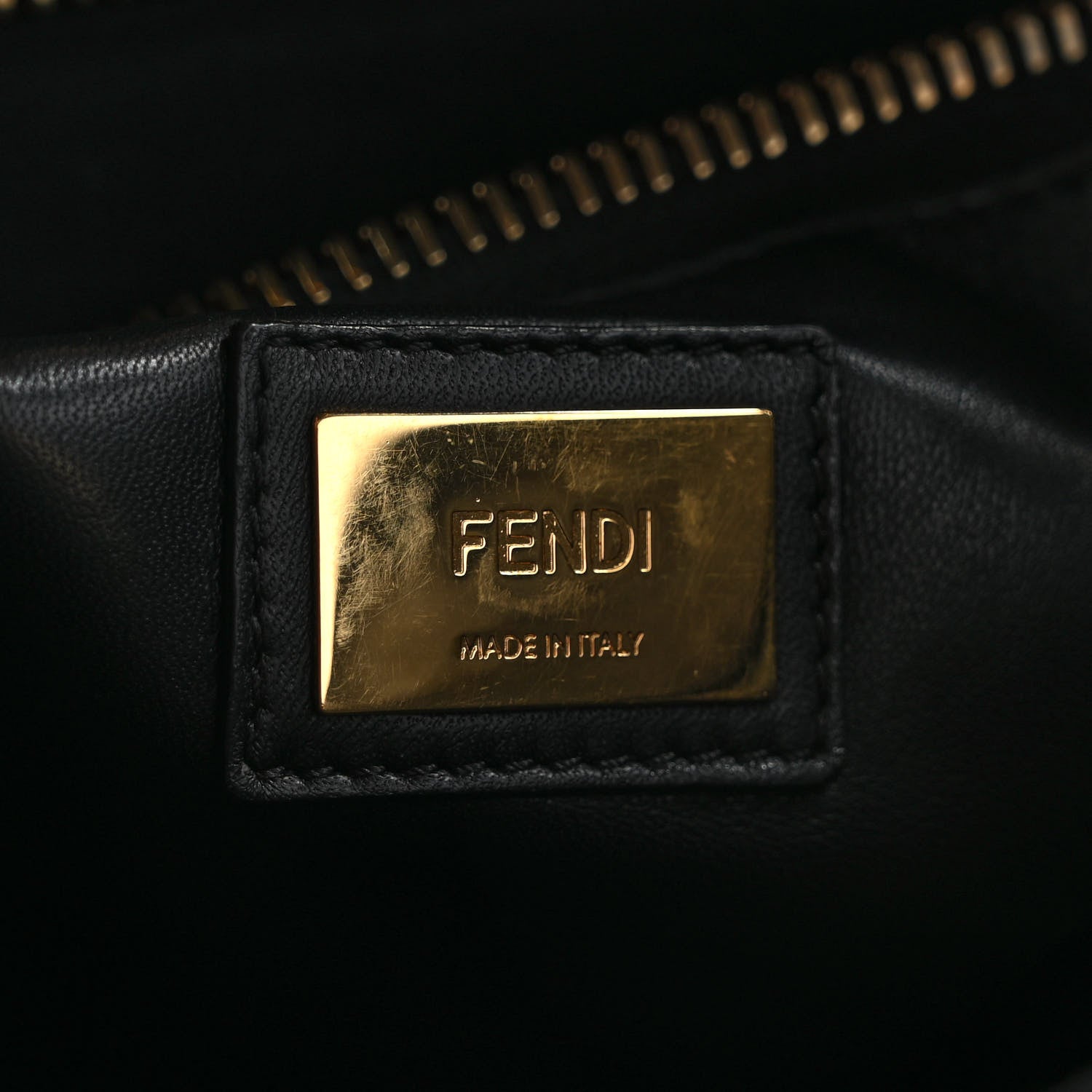 Fendi Vitello Seta Shiny Nappa Large Peekaboo Iconic Satchel Black 6 of 10