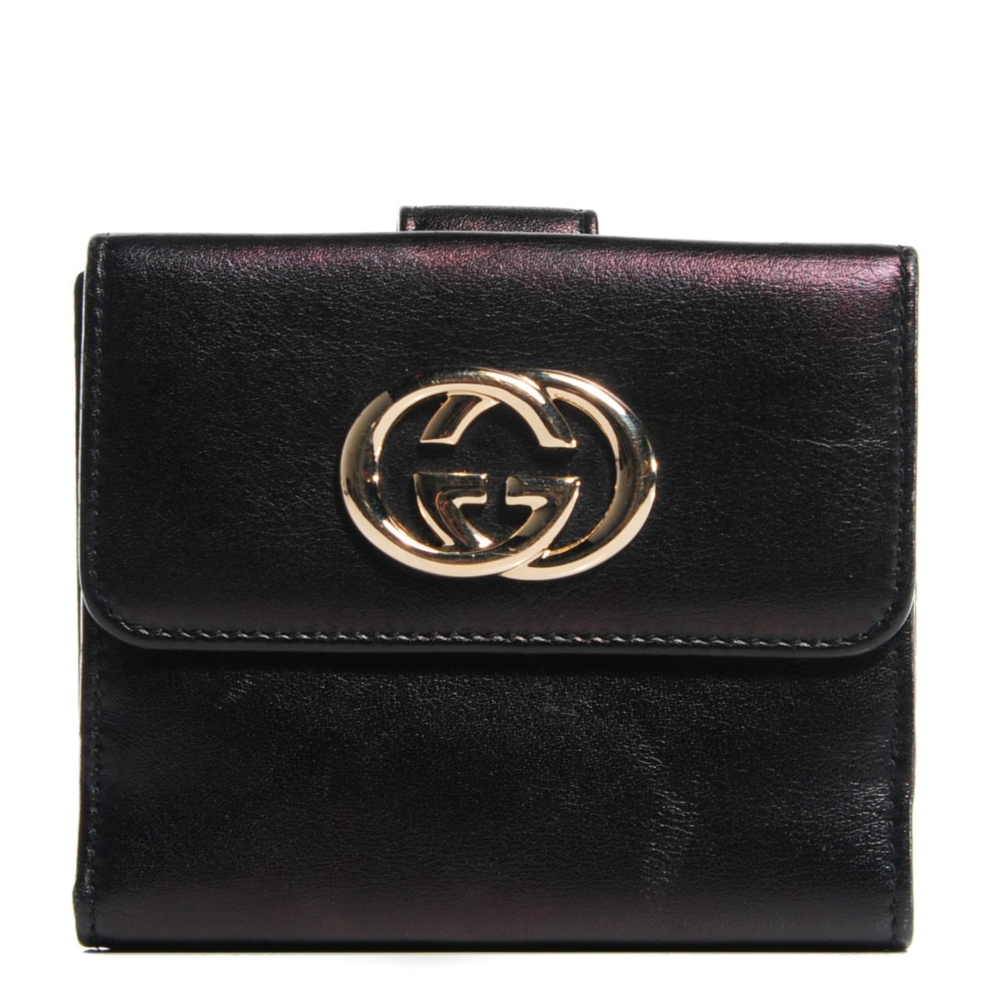 Calfskin Britt French Flap Wallet Black