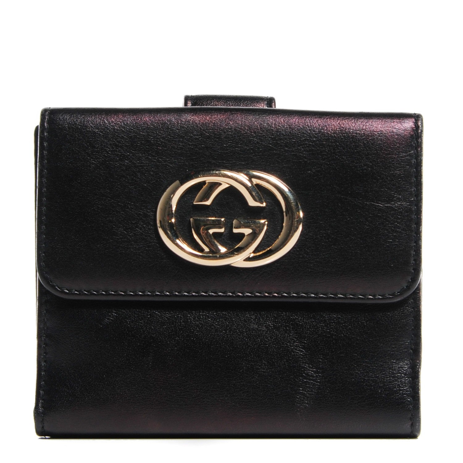 Gucci Calfskin Britt French Flap Wallet Black 1 of 7
