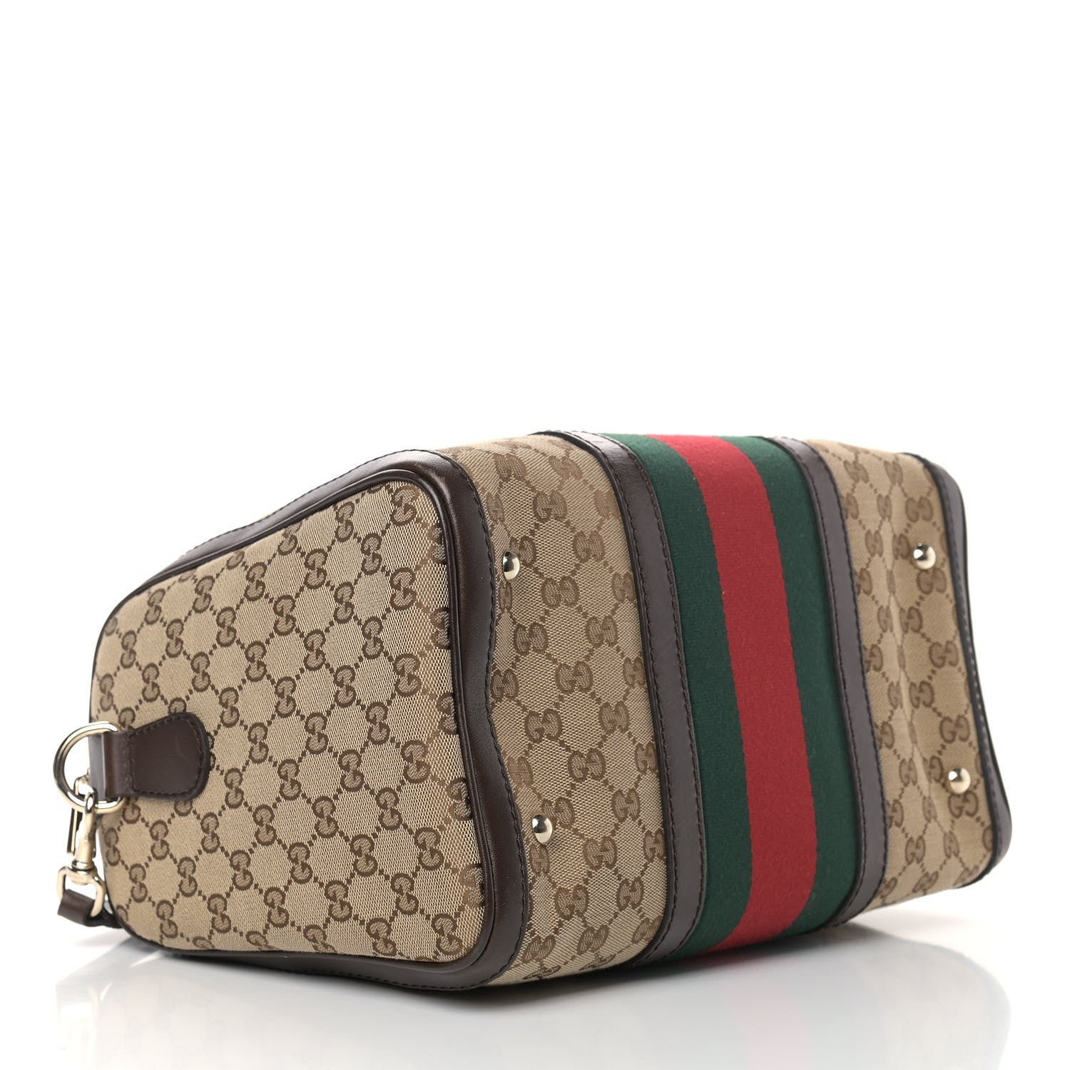 Gucci Monogram Vintage Web Medium Boston Dark Brown 4 of 11