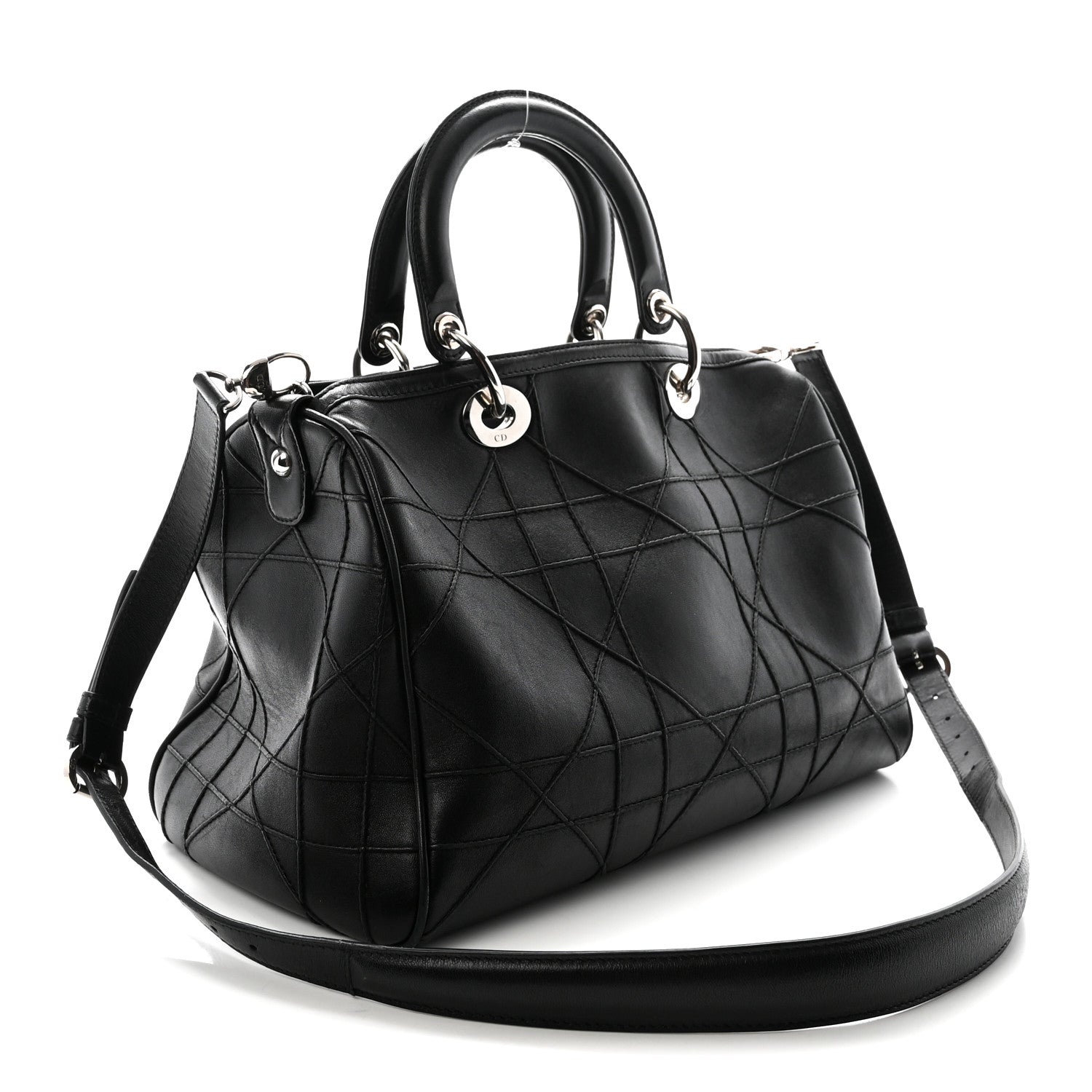 Christian Dior Lambskin Cannage Granville Polochon Black 3 of 10