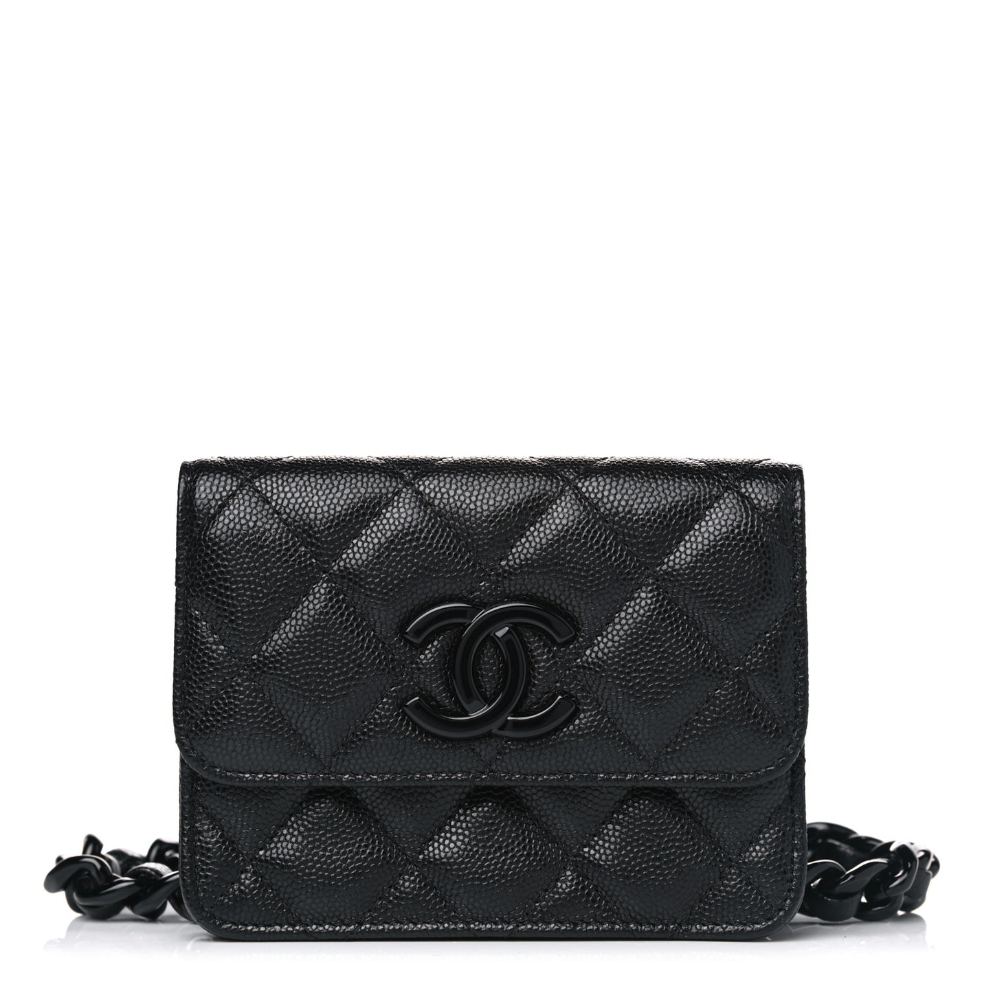 Caviar Quilted My Everything Belt Flap Card Holder Black