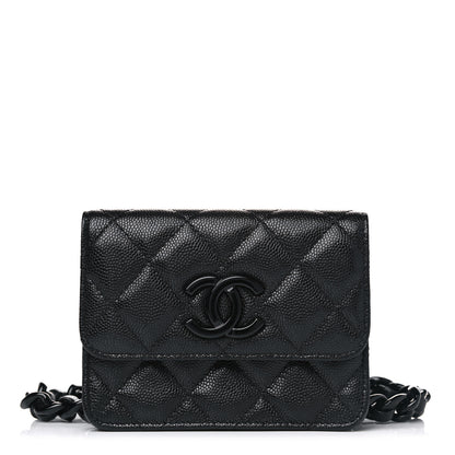 Chanel Caviar Quilted My Everything Belt Flap Card Holder Black 1 of 5