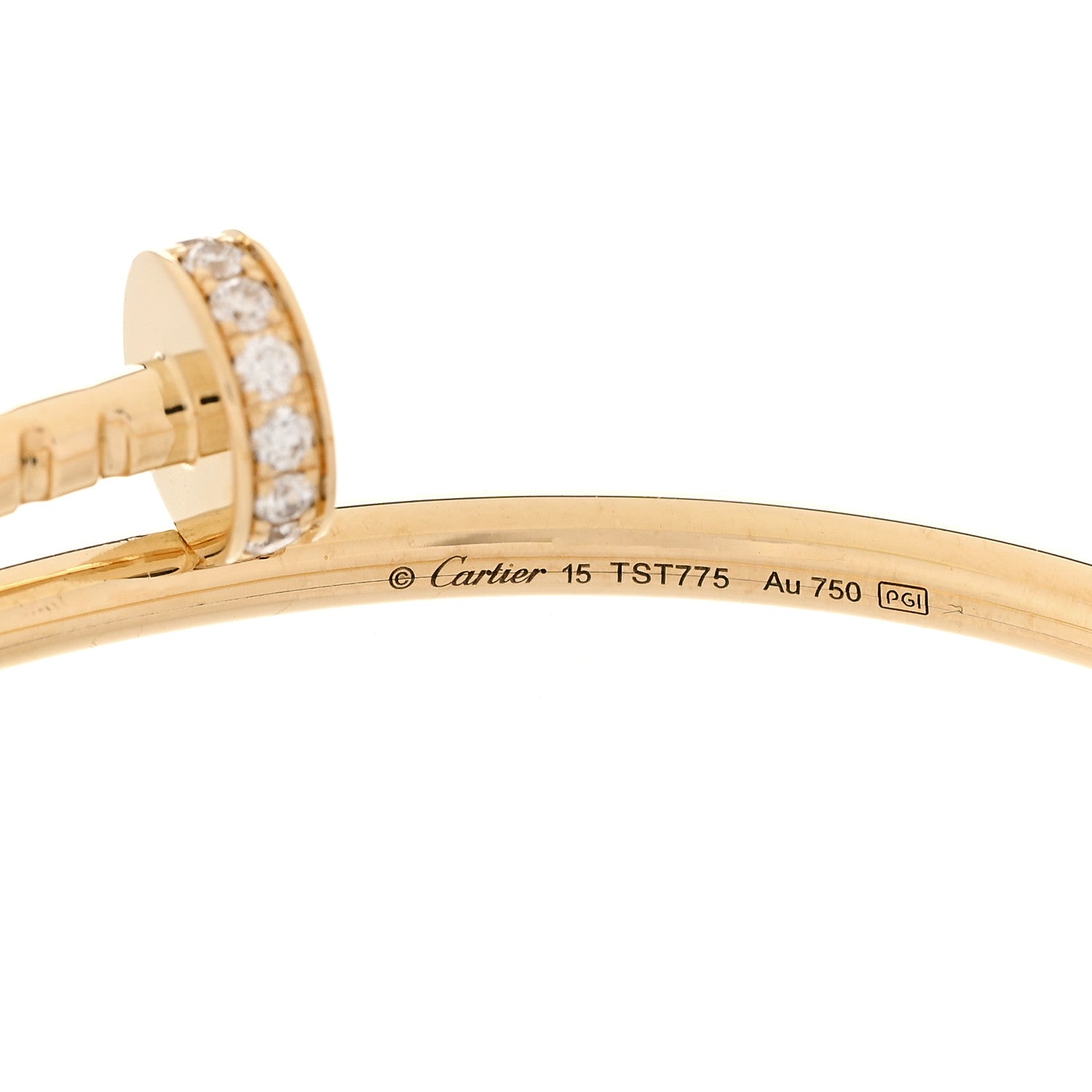 Cartier 18K Yellow Gold Diamond Small Juste Un Clou Bracelet 15 4 of 5