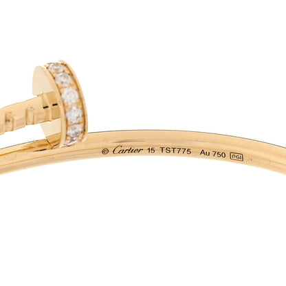 Cartier 18K Yellow Gold Diamond Small Juste Un Clou Bracelet 15 4 of 5