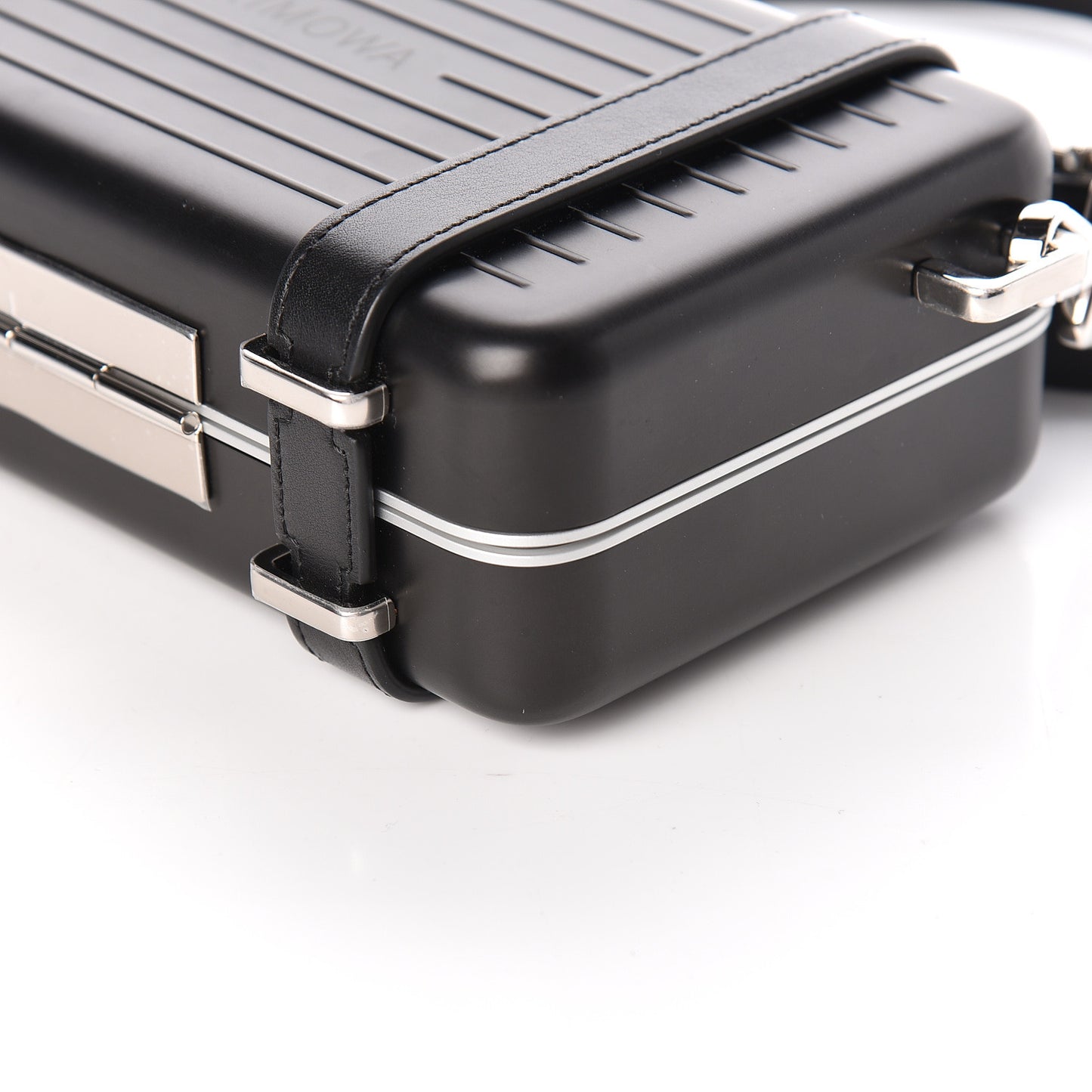 X RIMOWA Aluminum Personal Clutch On Strap Black