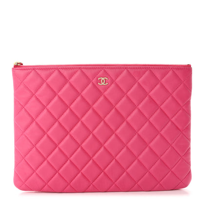 Chanel Lambskin Quilted Medium Cosmetic Case Dark Pink 1 of 14