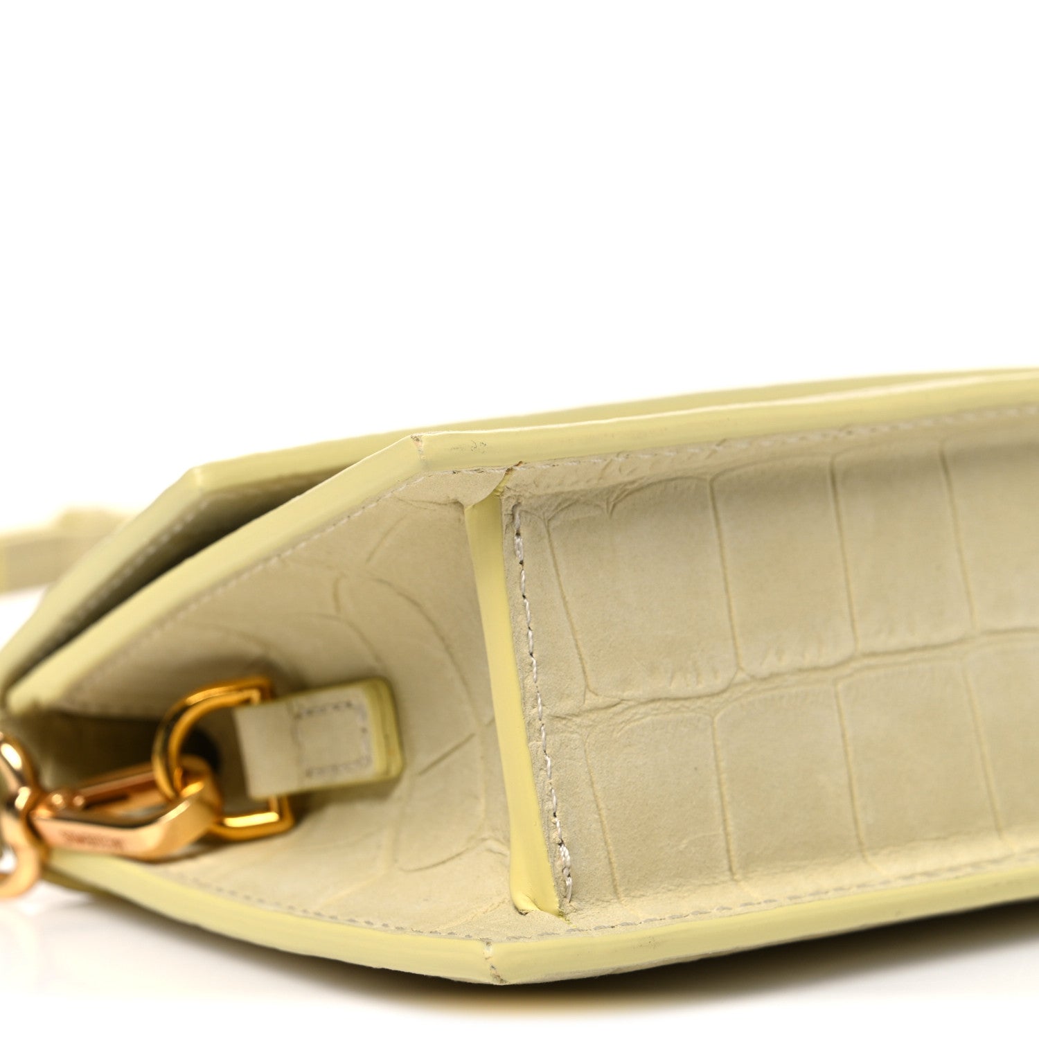 Jacquemus Nubuck Crocodile Embossed Le Chiquito Long Light Yellow 8 of 9