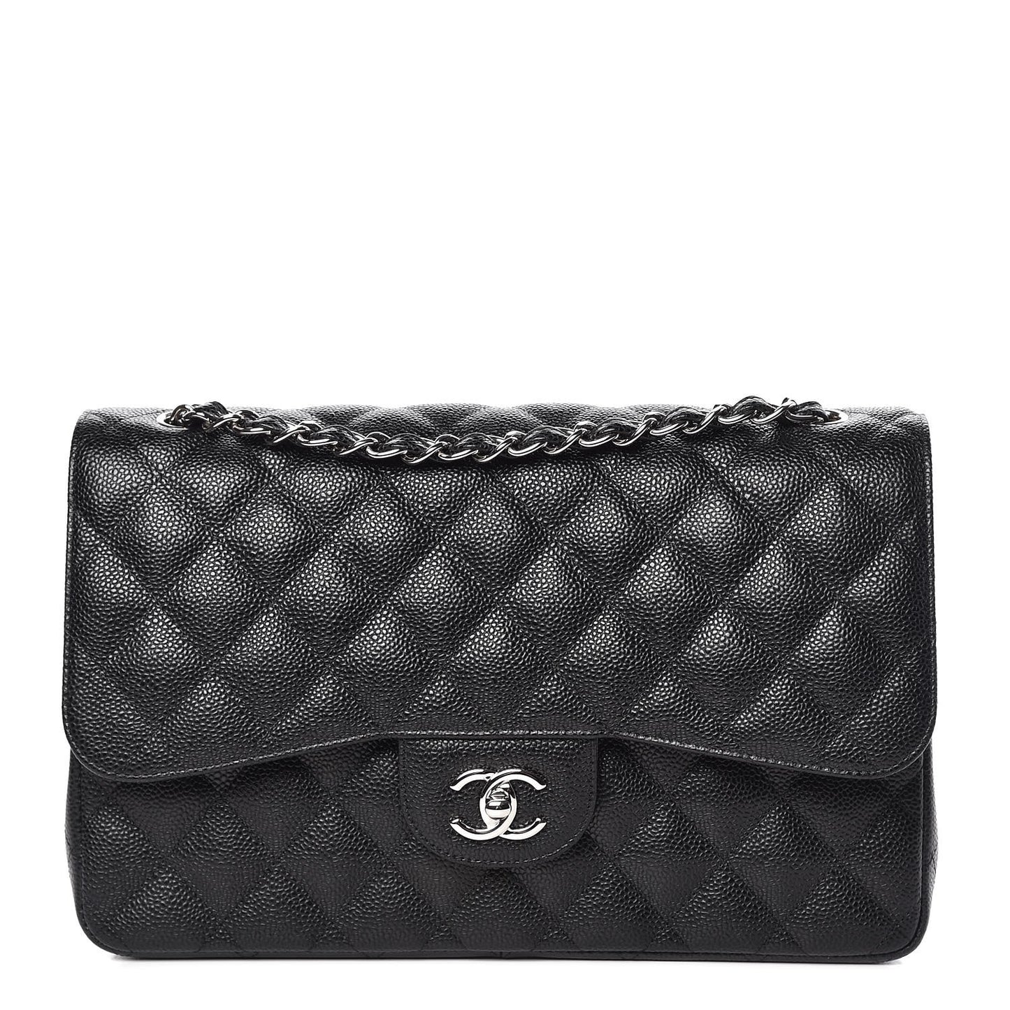 Caviar Quilted Jumbo Double Flap Black