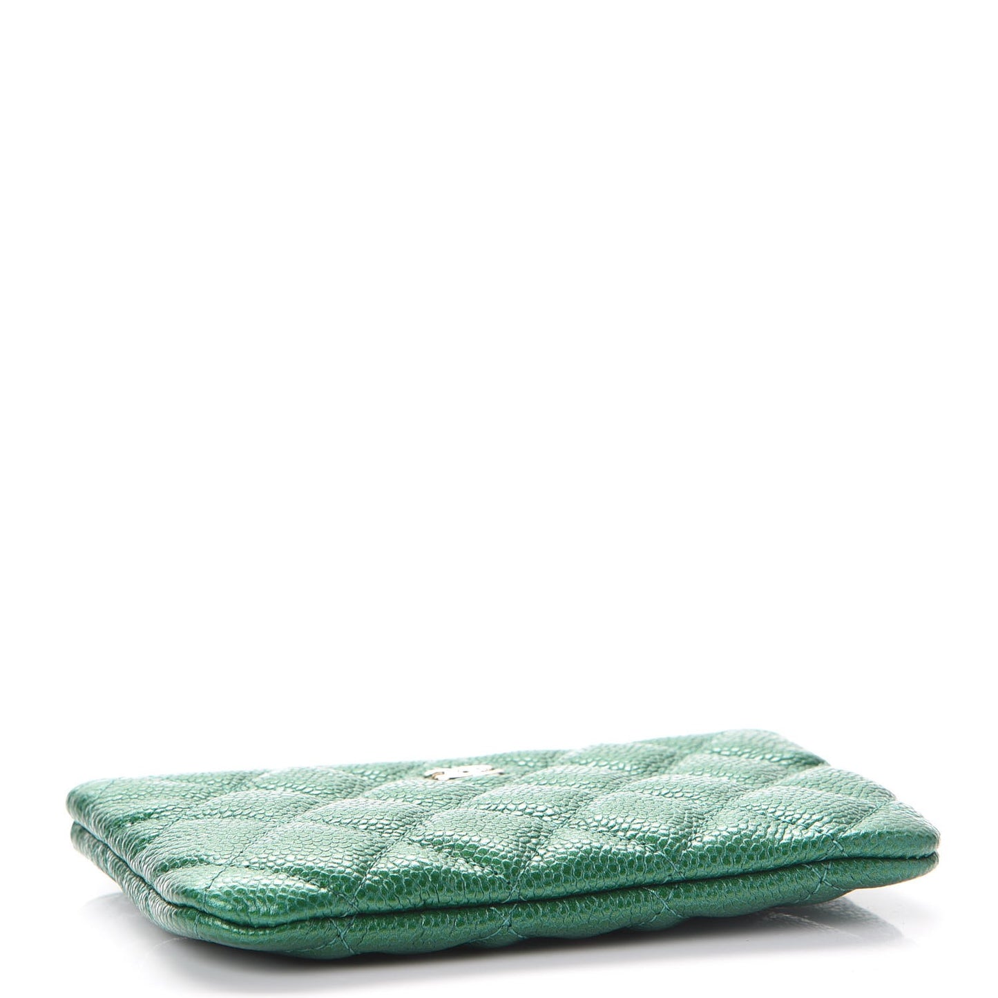 Metallic Caviar Quilted Small Cosmetic Case Green