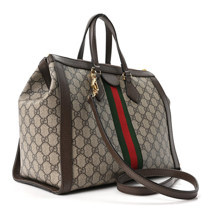 Gucci GG Supreme Monogram Web Medium Ophidia Tote Bag Brown 3 of 10
