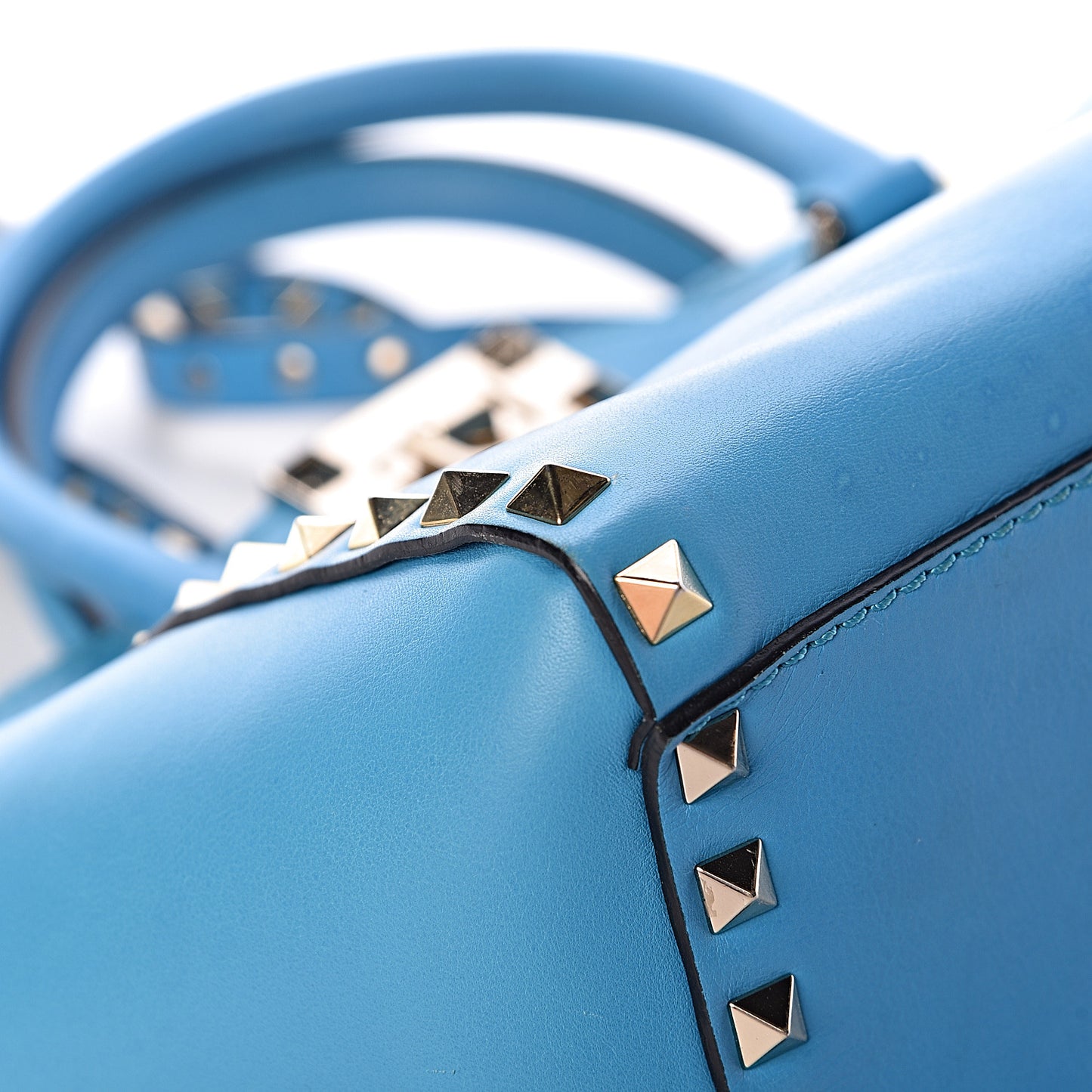 Vitello Mini Rockstud Double Handle Tote Parrot