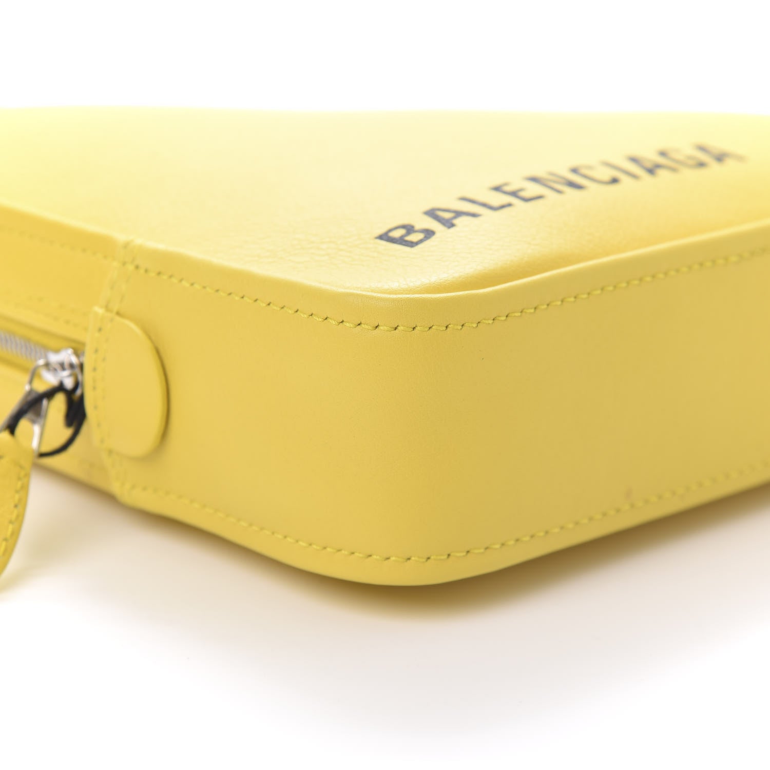 Balenciaga Shiny Day Calfskin Logo M Triangle Pouch Jaune Black 6 of 9