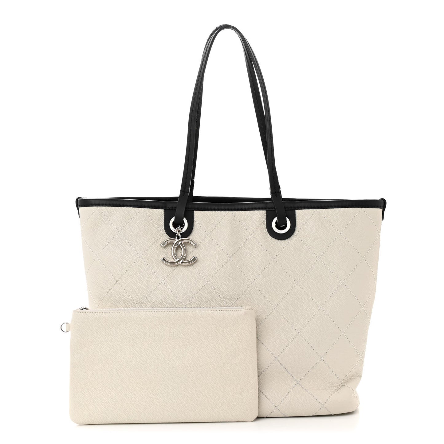 Grained Calfskin Shopping Fever Tote White