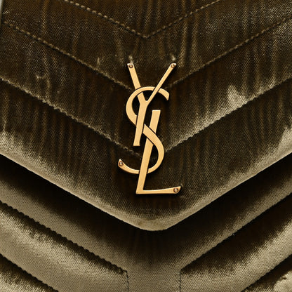 Saint Laurent Velvet Y Quilted Monogram Small Loulou Chain Satchel Dark Vintage Olive 7 of 10